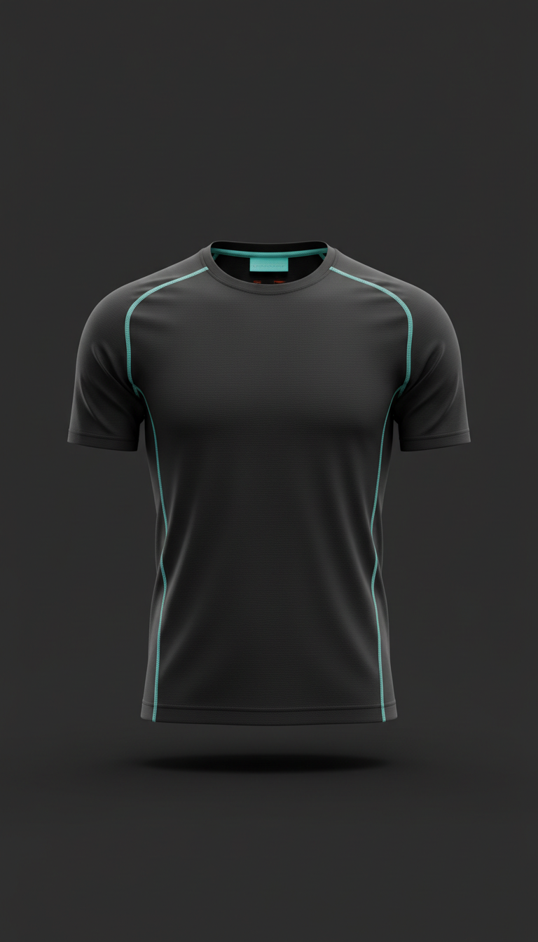 Black Technical Training Tee Aqua Accent