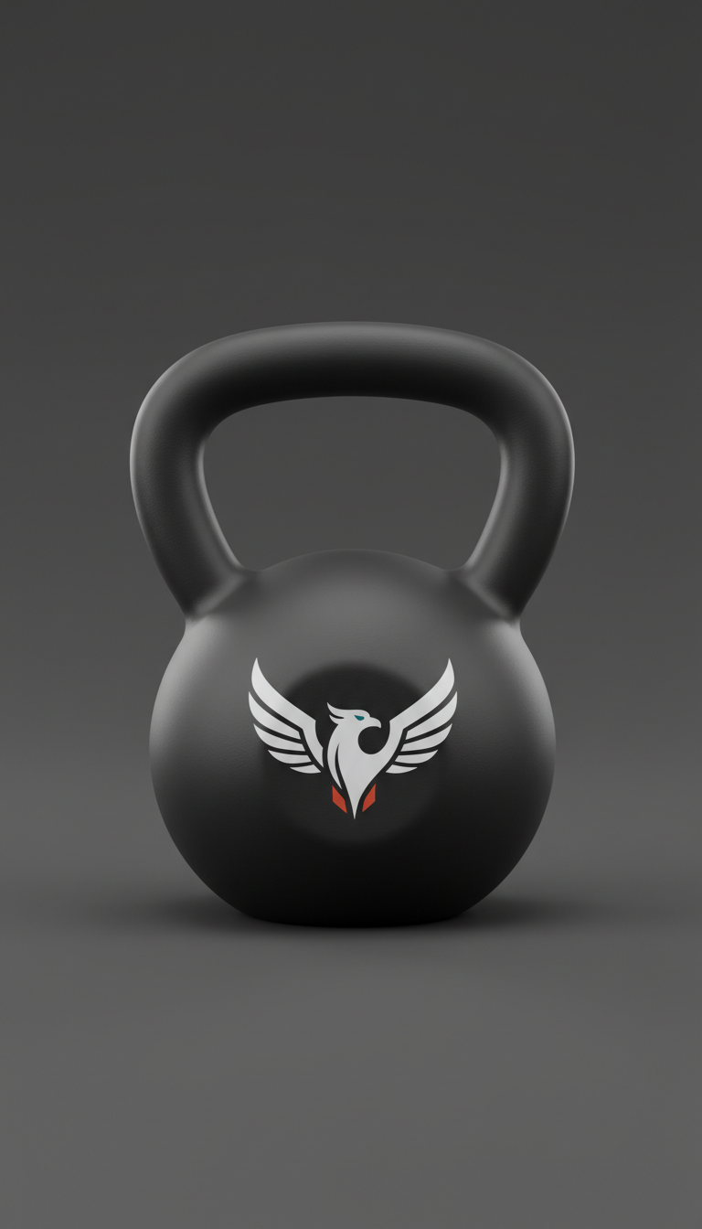 Deep Onyx Kettlebell White Branding